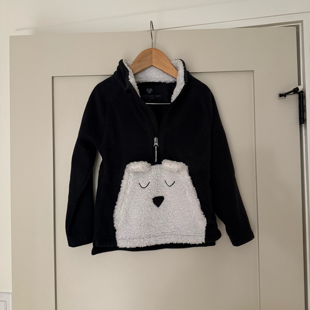 Obermeyer Black and White Kids Quarter Zip Fleece Sweater